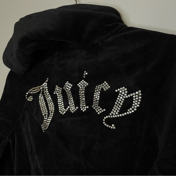 JUICY COUTURE Sparkly Back Cropped Hoodie Y2k - Picture 3 of 4